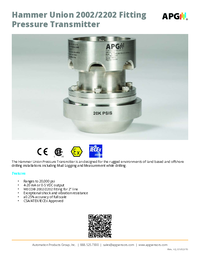 Thumbnail of document Data Sheet - 2202 HU Hammer Union Pressure Transmitter